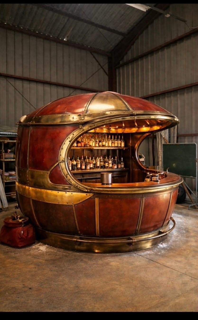 Kiosque entièrement personnalisé en bar à cocktails, concept KIOSPHERE
